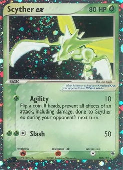 Scyther ex, card 102 from Ruby & Sapphire
