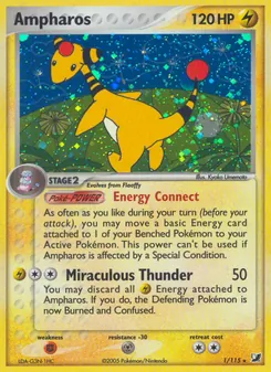Ampharos, Karte 1 aus EX Verborgene Mächte