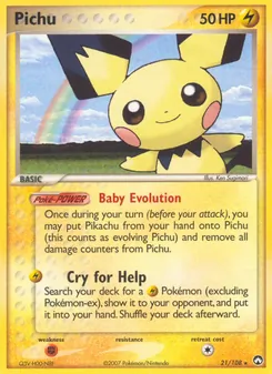 Pichu, card 21 from Power Keepers