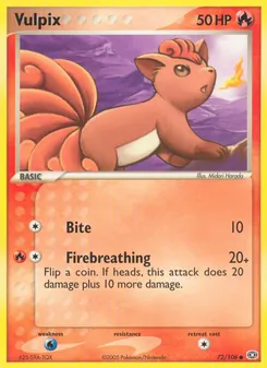 Vulpix, Karte 72 aus EX Smaragd