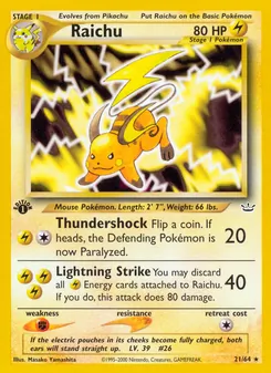 Raichu, Karte 21 aus Neo Revelation