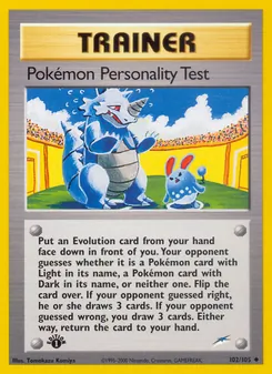 Pokémon-Persönlichkeitstest, Karte 102 aus Neo Destiny