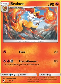 Braixen, card 16 from Forbidden Light