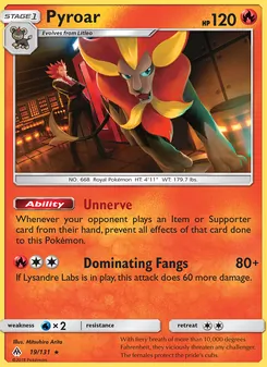 Pyroar, card 19 from Forbidden Light