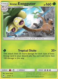 Alolan Exeggutor, card 2 from Forbidden Light