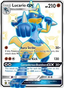 Lucario-GX, Karte SV64 aus Verborgenes Schicksal Glitzer-Tresor