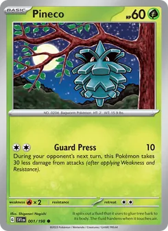 Pineco, card 001 from Scarlet & Violet