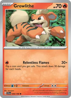 Growlithe, card 030 from Scarlet & Violet