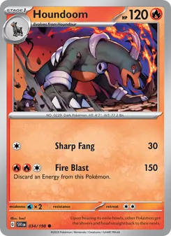 Houndoom, card 034 from Scarlet & Violet