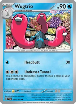 Wugtrio, card 057 from Scarlet & Violet