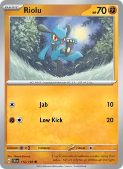 Riolu, card 112 from Scarlet & Violet