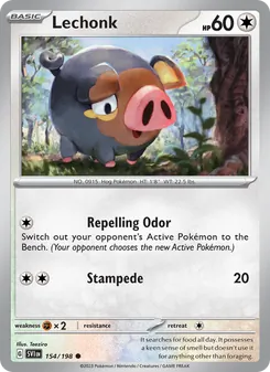 Lechonk, card 154 from Scarlet & Violet