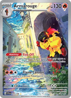 Armarouge, card 203 from Scarlet & Violet