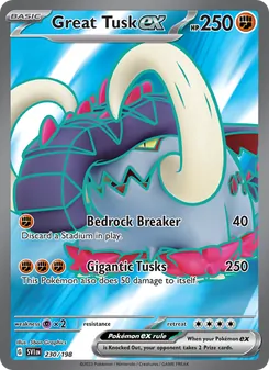 Great Tusk ex, card 230 from Scarlet & Violet