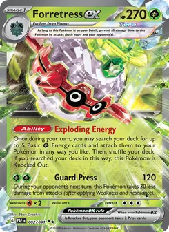 Forretress ex, card 002 from Paldean Fates