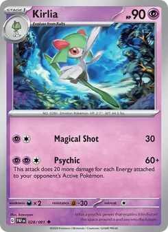 Kirlia, card 028 from Paldean Fates