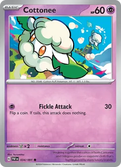 Cottonee, card 034 from Paldean Fates