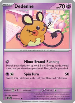 Dedenne, card 036 from Paldean Fates