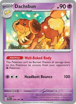 Dachsbun, card 039 from Paldean Fates