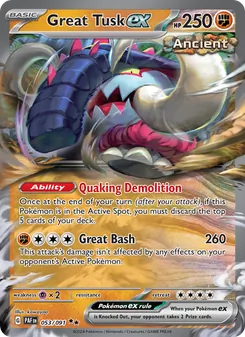 Great Tusk ex, card 053 from Paldean Fates
