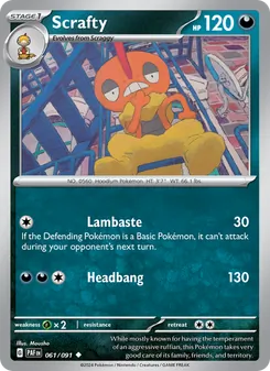Scrafty, card 061 from Paldean Fates