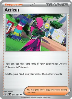 Atticus, card 077 from Paldean Fates