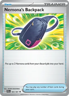 Nemona's Backpack, card 083 from Paldean Fates