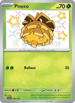 Pineco, card 099 from Paldean Fates