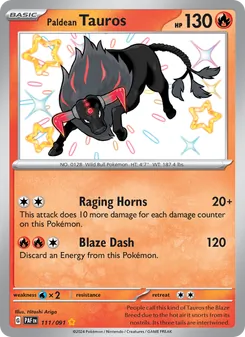 Paldean Tauros, card 111 from Paldean Fates