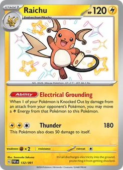 Raichu, card 132 from Paldean Fates