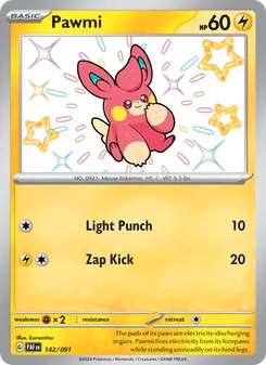 Pawmi, card 142 from Paldean Fates