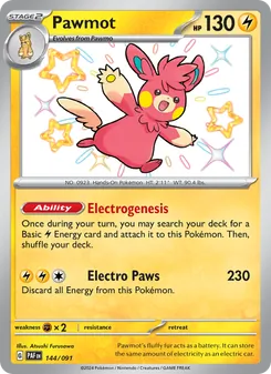 Pawmot, card 144 from Paldean Fates