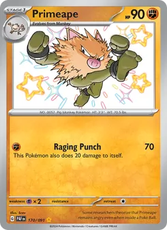 Primeape, card 170 from Paldean Fates