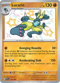 Lucario, card 174 from Paldean Fates