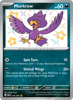 Murkrow, card 181 from Paldean Fates