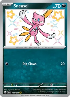 Sneasel, card 182 from Paldean Fates