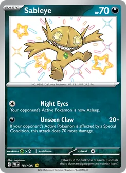 Sableye, card 184 from Paldean Fates