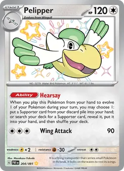 Pelipper, card 204 from Paldean Fates