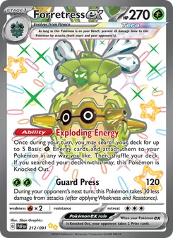 Forretress ex, card 212 from Paldean Fates