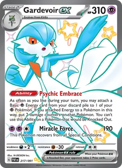 Gardevoir ex, card 217 from Paldean Fates