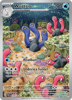Wugtrio, card 224 from Paldean Fates