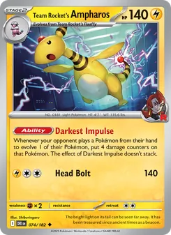 Team Rocket's Ampharos, card 074 from Destined Rivals