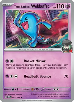 Team Rocket's Wobbuffet, card 082 from Destined Rivals