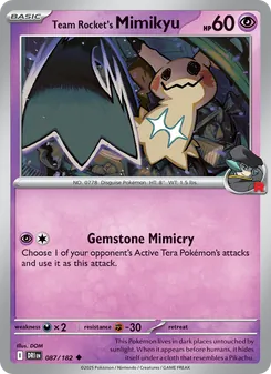 Team Rocket's Mimikyu, card 087 from Destined Rivals