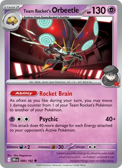 Team Rocket's Orbeetle, card 089 from Destined Rivals
