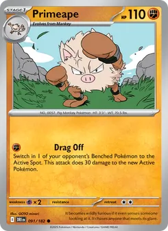 Primeape, card 091 from Destined Rivals