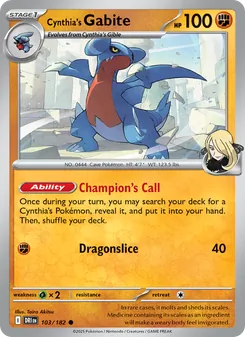 Cynthia's Gabite, card 103 from Destined Rivals