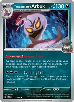 Team Rocket's Arbok, card 113 from Destined Rivals