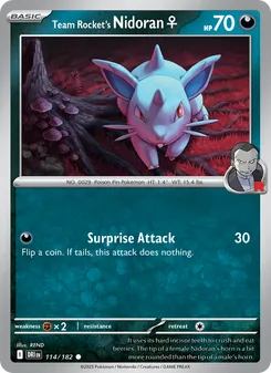 Team Rocket's Nidoran♀, card 114 from Destined Rivals