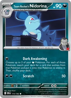 Team Rocket's Nidorina, card 115 from Destined Rivals